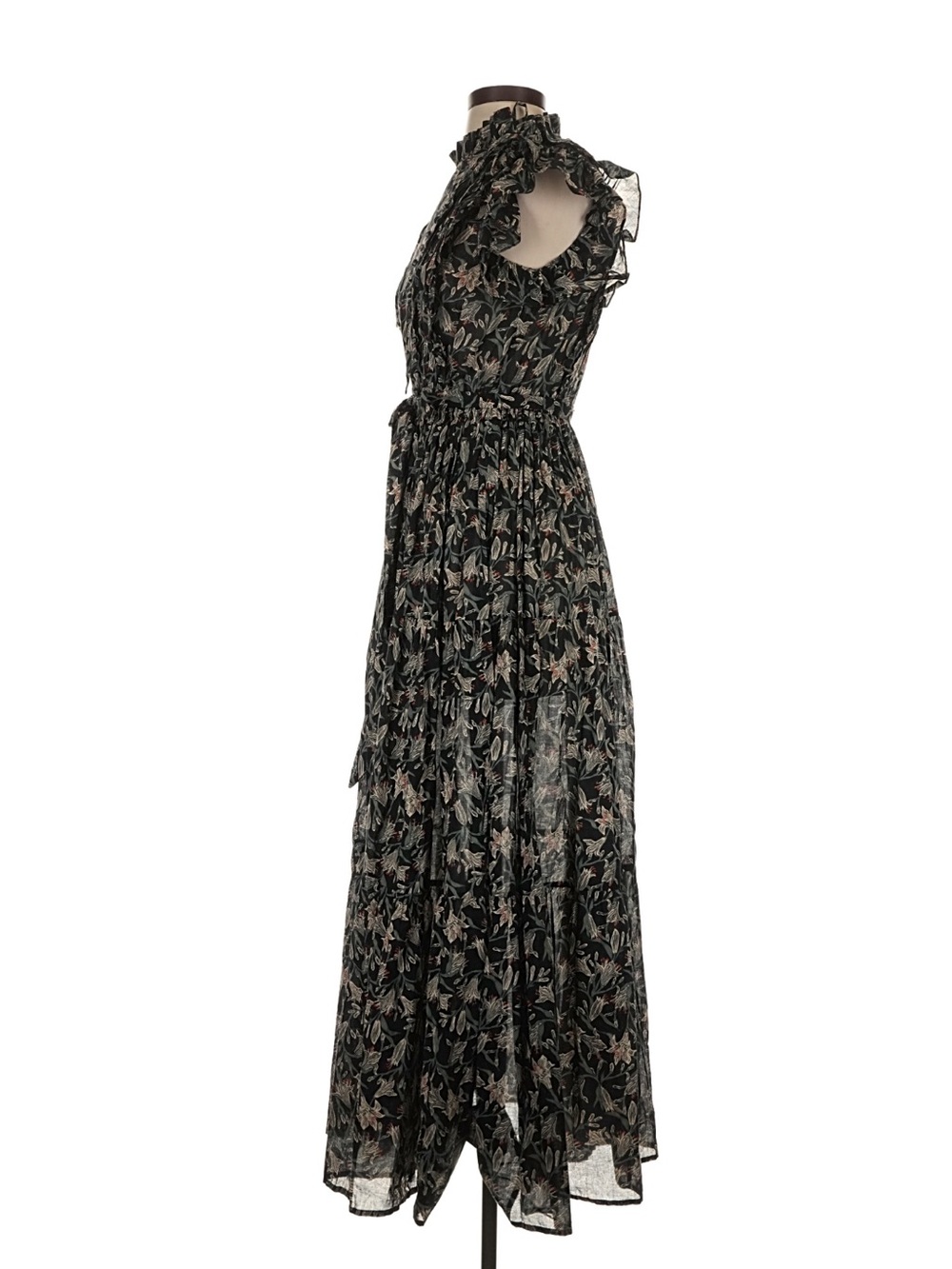 Doen Carnation Black Floral Ruffle Sleeve Maxi Dress - Picture 5 of 10